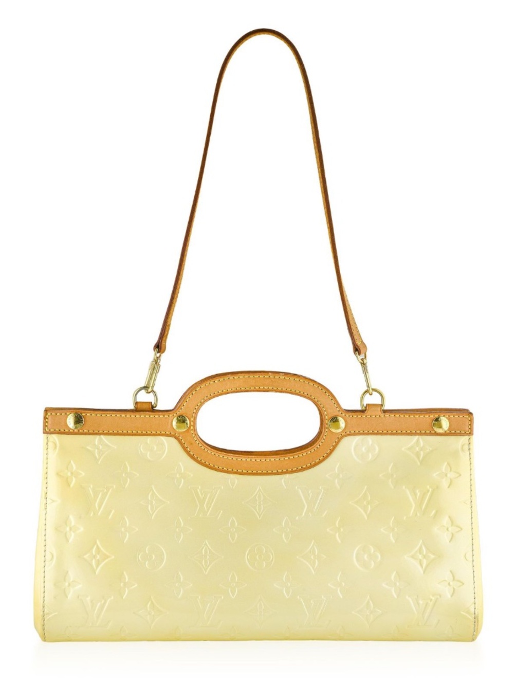 Authentic Louis Vuitton Monogram Vernis Roxbury Drive Handbag M91374, Yellow col